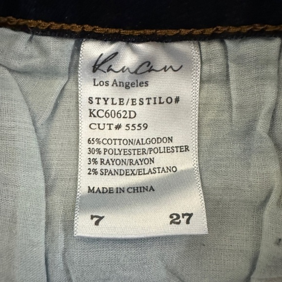 KanCan dark wash distressed raw hem stretch denim jean skirt, sz 27 - Picture 4 of 5